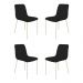 Conjunto 4 Cadeiras Malu Linho Preto Metal Champanhe