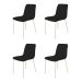 Conjunto 4 Cadeiras Malu Linho Preto Metal Champanhe