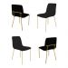 Conjunto 4 Cadeiras Malu Linho Preto Metal Dourado