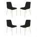 Conjunto 4 Cadeiras Malu Linho Preto Metal Dourado