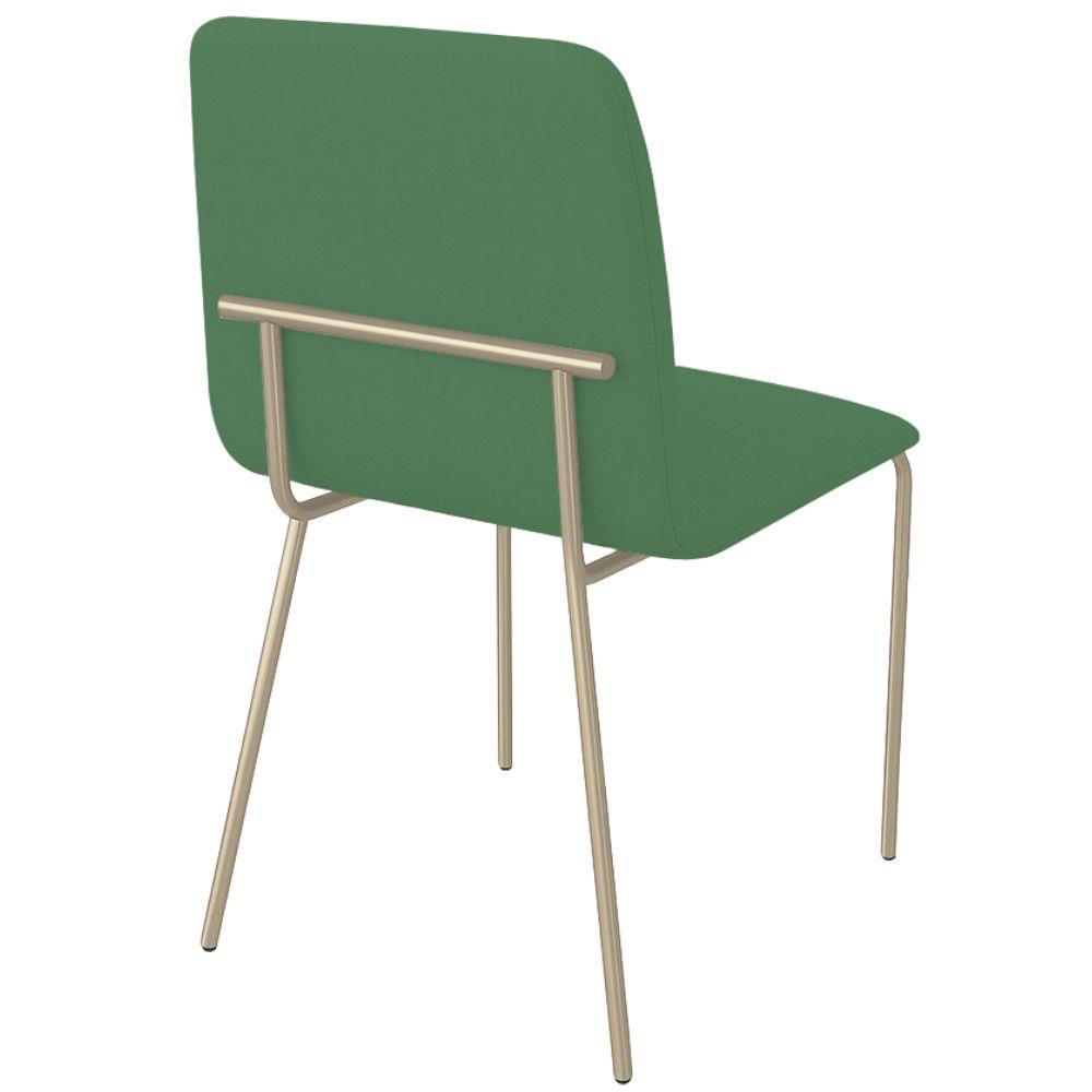 Conjunto 4 Cadeiras Malu Linho Verde Metal Champanhe