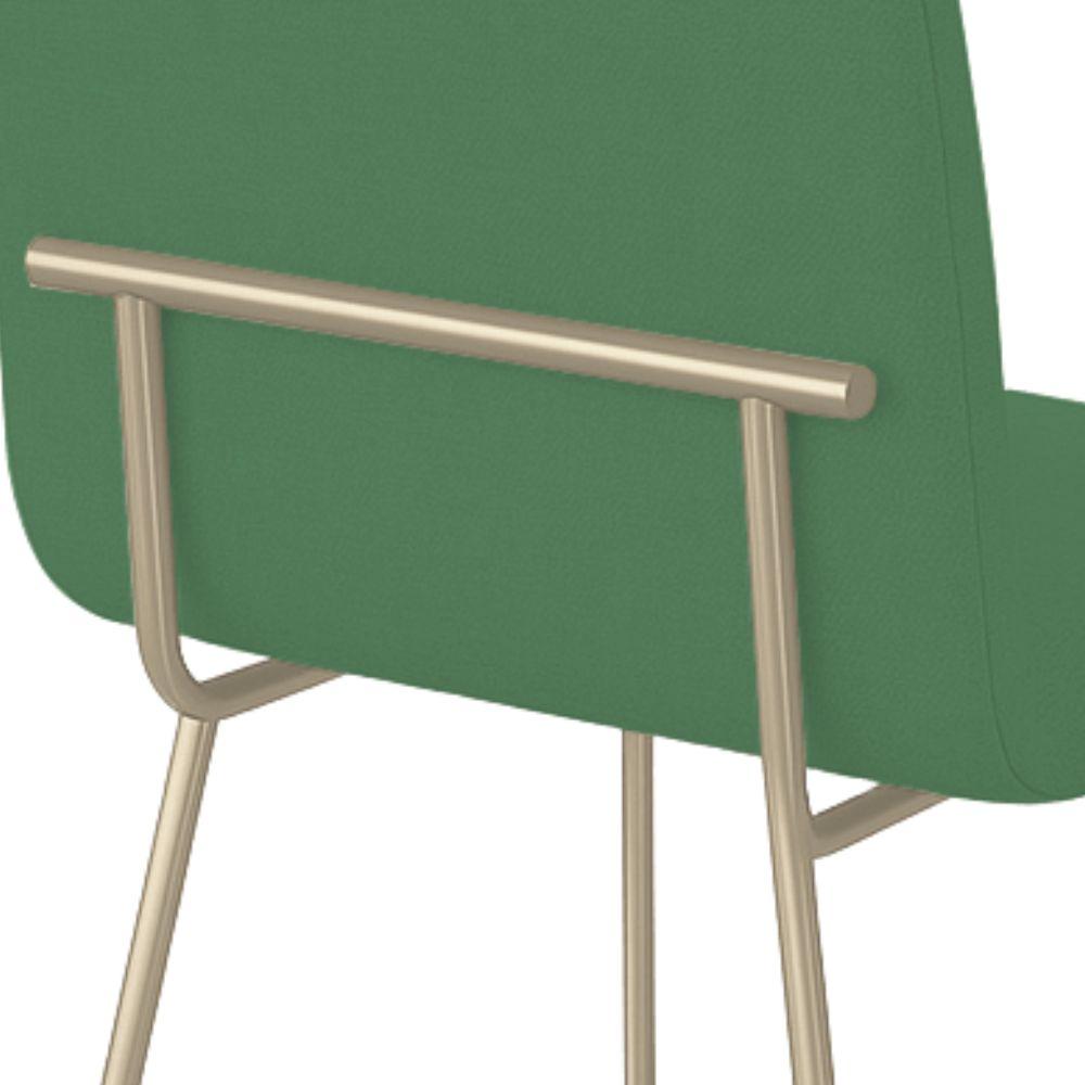 Conjunto 4 Cadeiras Malu Linho Verde Metal Champanhe