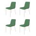 Conjunto 4 Cadeiras Malu Linho Verde Metal Champanhe