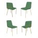 Conjunto 4 Cadeiras Malu Linho Verde Metal Dourado