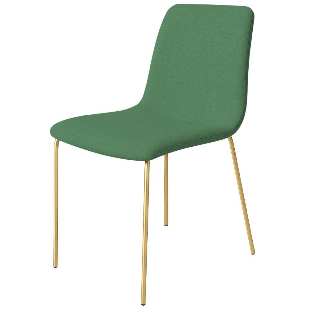 Conjunto 4 Cadeiras Malu Linho Verde Metal Dourado