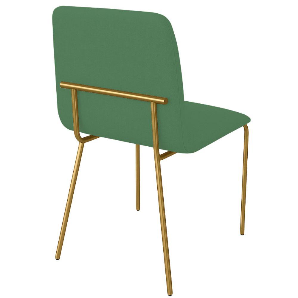 Conjunto 4 Cadeiras Malu Linho Verde Metal Dourado