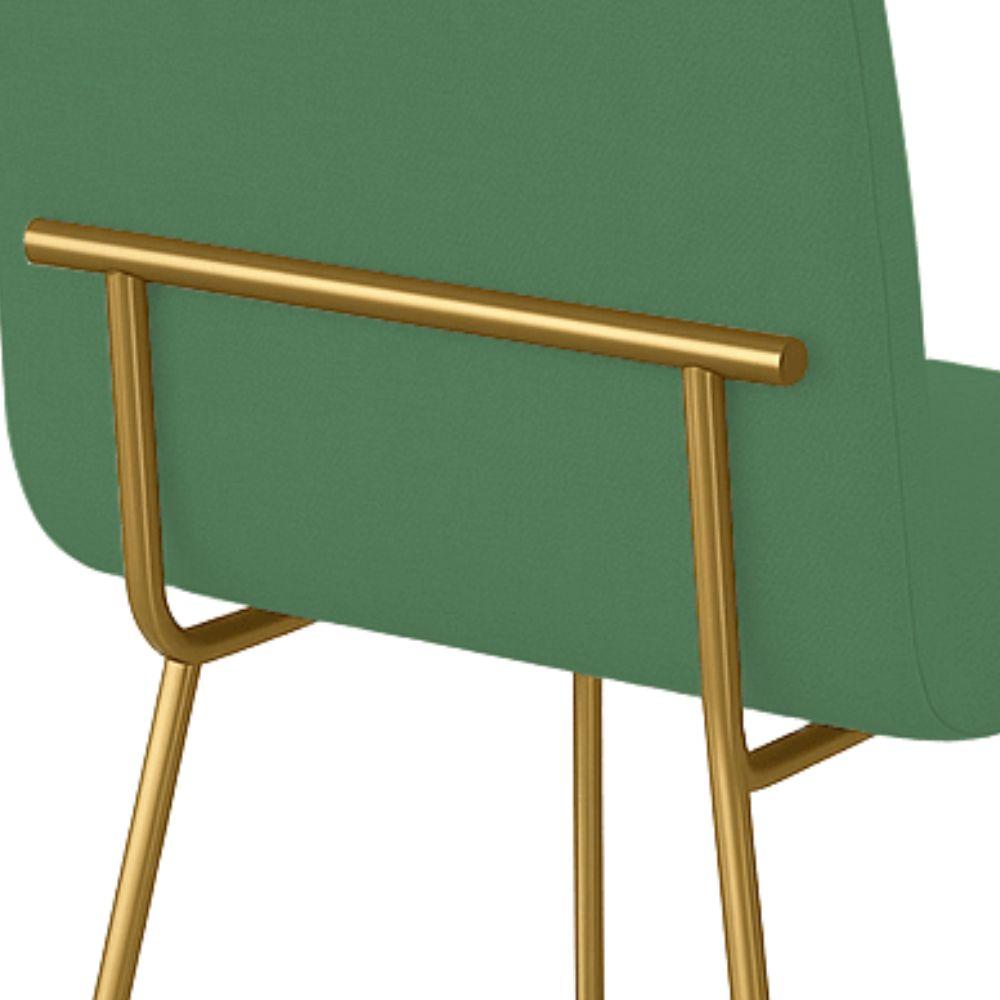 Conjunto 4 Cadeiras Malu Linho Verde Metal Dourado