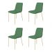 Conjunto 4 Cadeiras Malu Linho Verde Metal Dourado