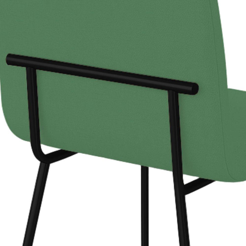 Conjunto 4 Cadeiras Malu Linho Verde Metal Preto