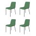 Conjunto 4 Cadeiras Malu Linho Verde Metal Preto