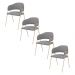Conjunto 4 Cadeiras Veneza Bouclé Cinza Metal Champanhe