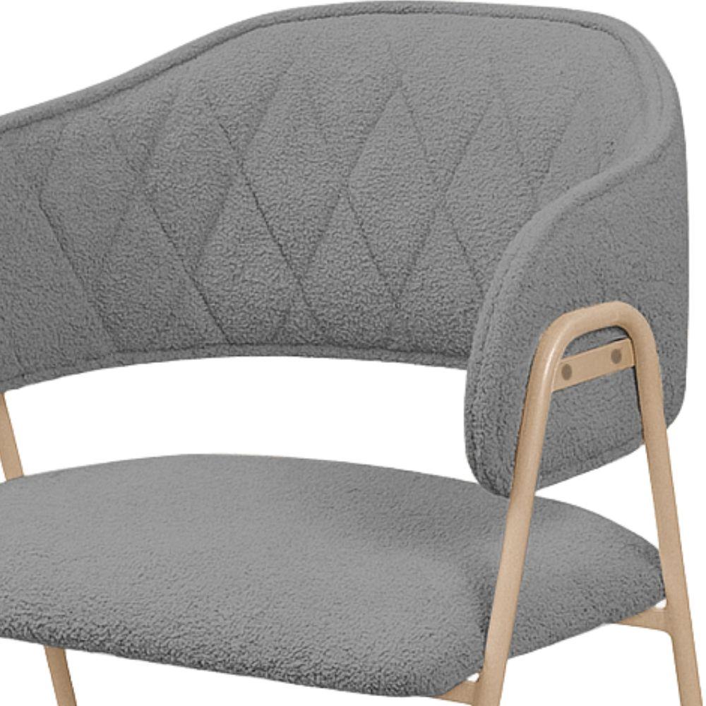 Conjunto 4 Cadeiras Veneza Bouclé Cinza Metal Champanhe