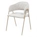 Conjunto 4 Cadeiras Veneza Bouclé Off White Metal Champanhe