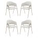Conjunto 4 Cadeiras Veneza Bouclé Off White Metal Champanhe