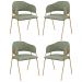 Conjunto 4 Cadeiras Veneza Bouclé Verde Oliva Metal Dourado