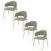 Conjunto 4 Cadeiras Veneza Bouclé Verde Oliva Metal Dourado