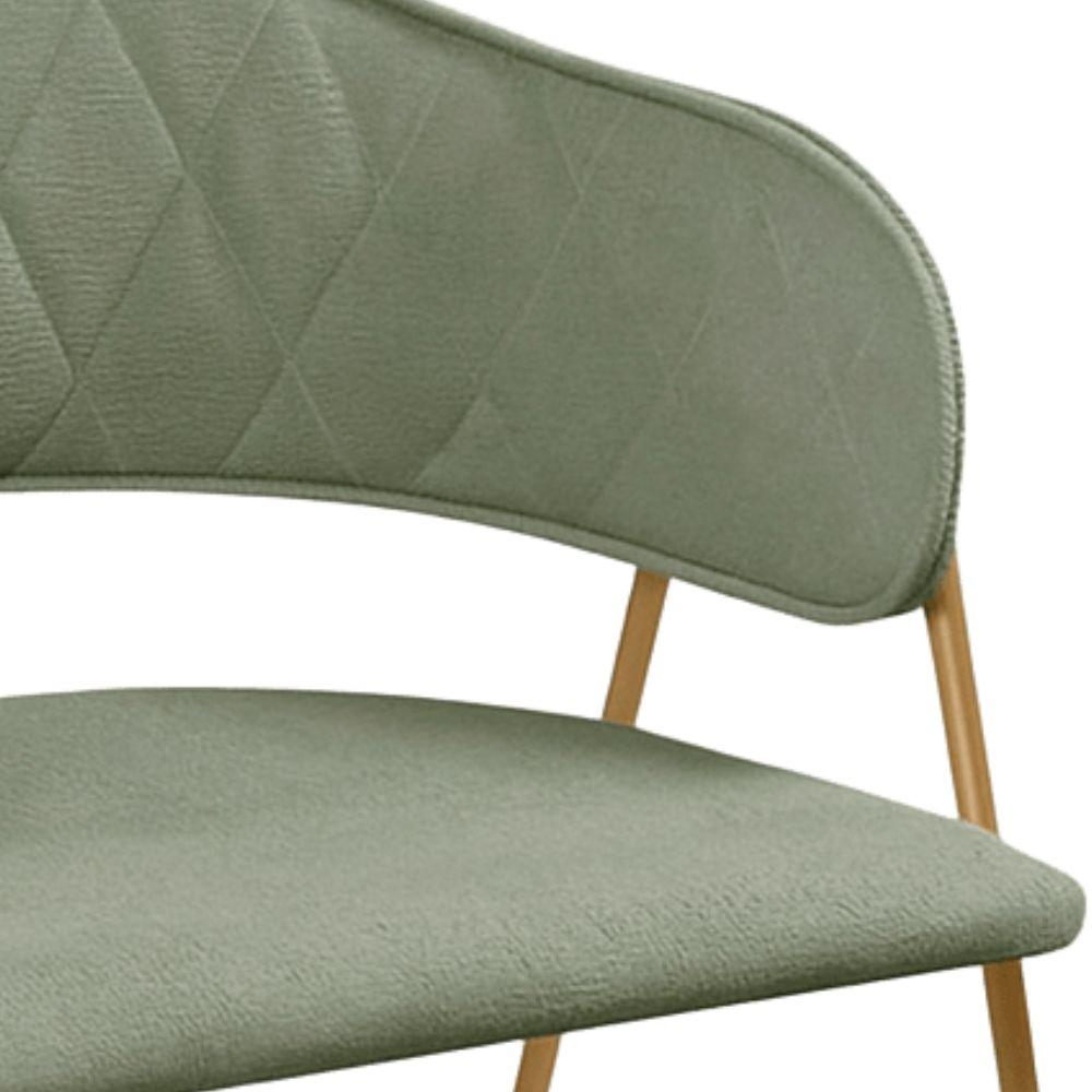 Conjunto 4 Cadeiras Veneza Bouclé Verde Oliva Metal Dourado