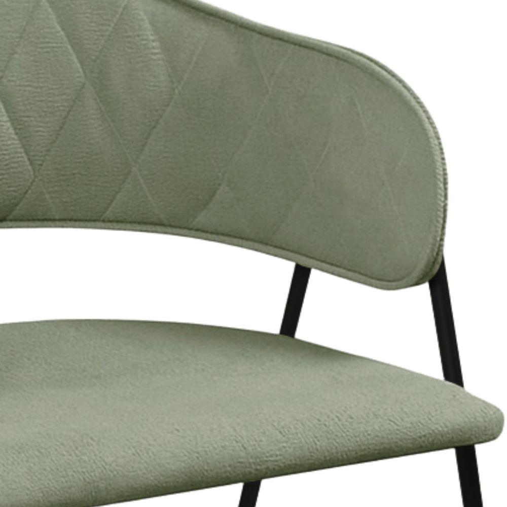 Conjunto 4 Cadeiras Veneza Bouclé Verde Oliva Metal Preto