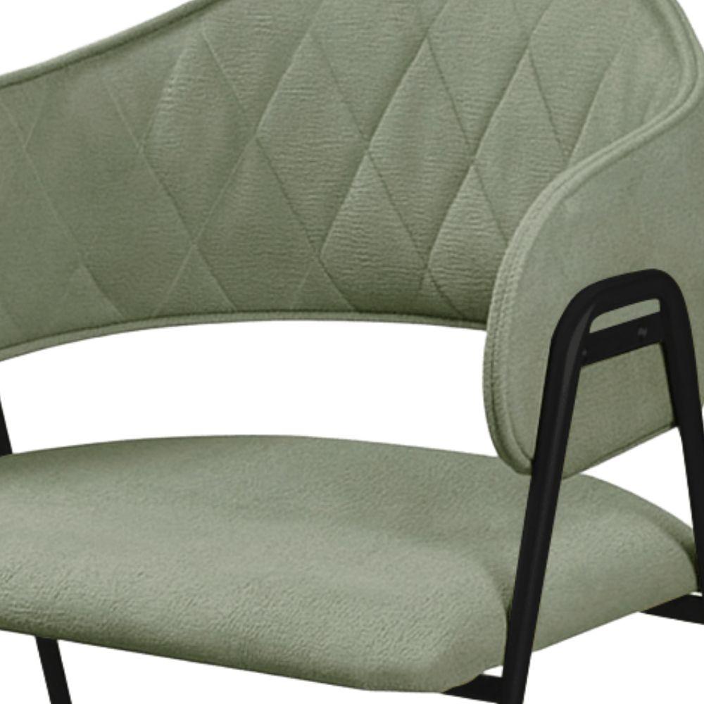 Conjunto 4 Cadeiras Veneza Bouclé Verde Oliva Metal Preto