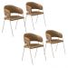 Conjunto 4 Cadeiras Veneza Couro Caramelo Metal Champanhe
