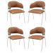 Conjunto 4 Cadeiras Veneza Couro Caramelo Metal Champanhe