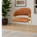 Conjunto 4 Cadeiras Veneza Couro Caramelo Metal Dourado