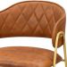 Conjunto 4 Cadeiras Veneza Couro Caramelo Metal Dourado