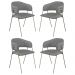 Conjunto 4 Cadeiras Veneza Couro Cinza Metal Champanhe