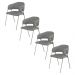 Conjunto 4 Cadeiras Veneza Couro Cinza Metal Champanhe