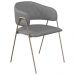 Conjunto 4 Cadeiras Veneza Couro Cinza Metal Champanhe