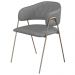 Conjunto 4 Cadeiras Veneza Couro Cinza Metal Champanhe