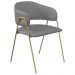Conjunto 4 Cadeiras Veneza Couro Cinza Metal Dourado