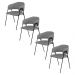 Conjunto 4 Cadeiras Veneza Couro Cinza Metal Preto