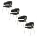 Conjunto 4 Cadeiras Veneza Couro Preto Metal Champanhe