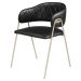 Conjunto 4 Cadeiras Veneza Couro Preto Metal Champanhe