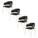 Conjunto 4 Cadeiras Veneza Couro Preto Metal Dourado