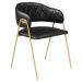 Conjunto 4 Cadeiras Veneza Couro Preto Metal Dourado