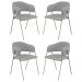 Conjunto 4 Cadeiras Veneza Linho Cinza Metal Champanhe