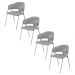 Conjunto 4 Cadeiras Veneza Linho Cinza Metal Champanhe