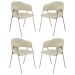 Conjunto 4 Cadeiras Veneza Linho Palha Metal Champanhe