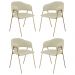 Conjunto 4 Cadeiras Veneza Linho Palha Metal Dourado