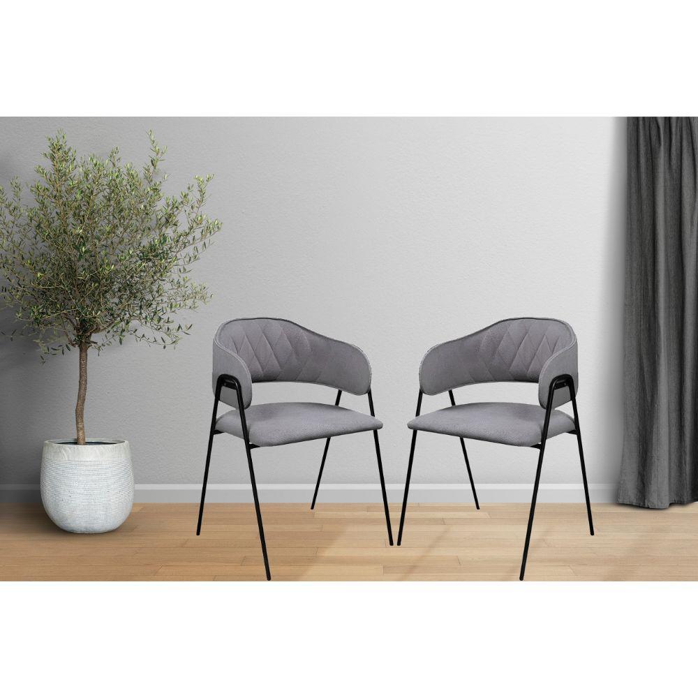 Conjunto 6 Cadeiras Veneza Bouclé Cinza Metal Preto