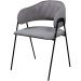 Conjunto 6 Cadeiras Veneza Bouclé Cinza Metal Preto