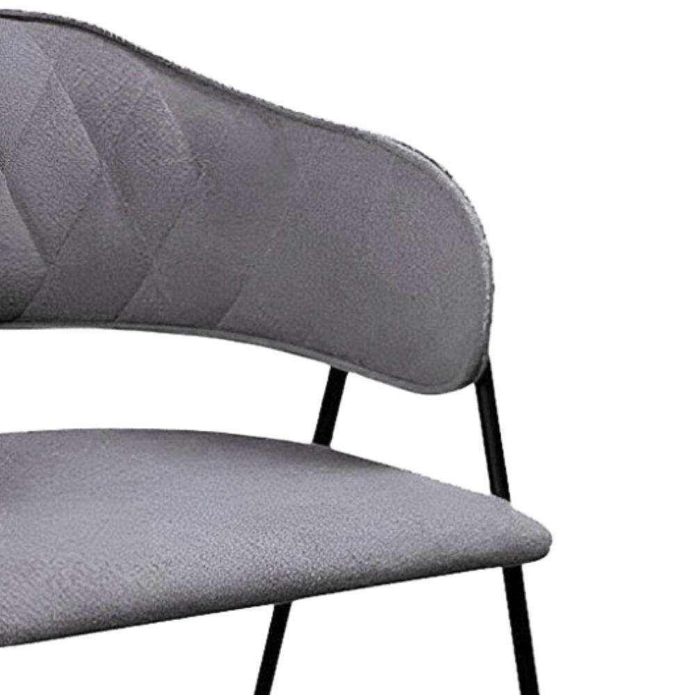 Conjunto 6 Cadeiras Veneza Bouclé Cinza Metal Preto
