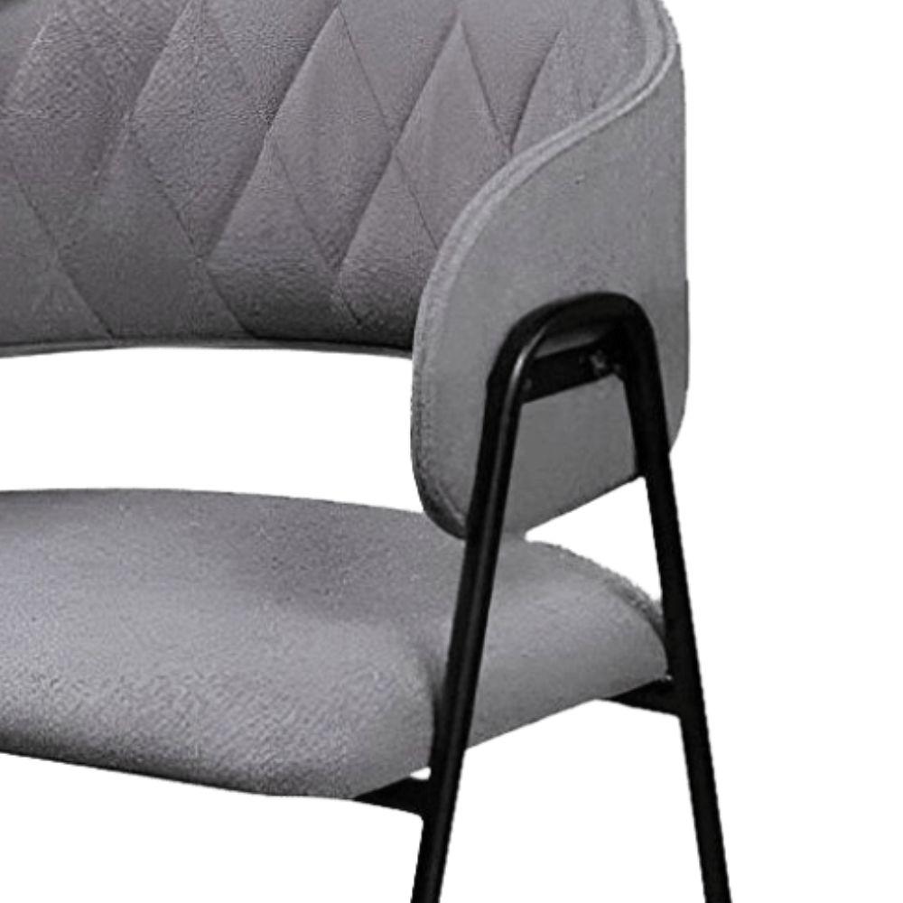 Conjunto 6 Cadeiras Veneza Bouclé Cinza Metal Preto