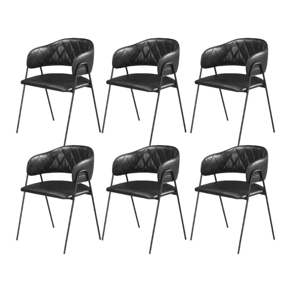 Conjunto 6 Cadeiras Veneza Couro Preto Metal Preto