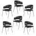 Conjunto 6 Cadeiras Veneza Couro Preto Metal Preto