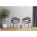 Conjunto 8 Cadeiras Veneza Bouclé Cinza Metal Preto