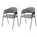 Conjunto 8 Cadeiras Veneza Bouclé Cinza Metal Preto