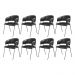 Conjunto 8 Cadeiras Veneza Couro Preto Metal Preto